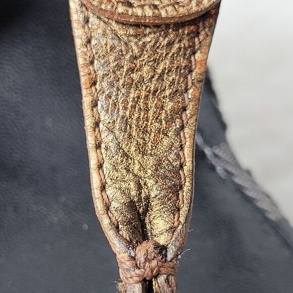 Burberry Womens Size 7.5 Metallic Bronze Leather Wedge Espadrille Thong - Picture 9 of 12